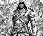 Coloriage Assassin's Creed style anime
