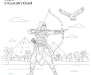 Coloriage Bayek d'Assassin's Creed en pose d'archer