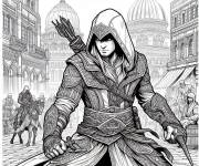 Coloriage C'est le temps pour jouer Assassin's Creed
