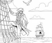 Coloriage Edward kenway d'Assassin's Creed sur le bateau
