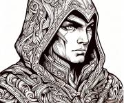 Coloriage H&eacute;ros d'Assassin's Creed en capuche