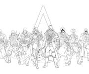 Coloriage H&eacute;ros et logo de Assassin's Creed