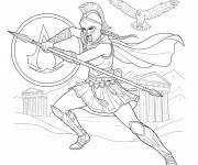 Coloriage kassandra d'Assassin's Creed en pose de combat