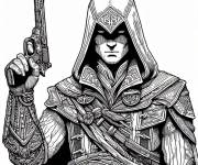 Coloriage Personnage de Assassin's Creed avec un pistolet