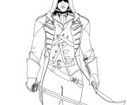 Coloriage et dessins gratuit Personnage principale de Assassin's Creed avec une &eacute;p&eacute;e à imprimer