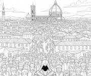 Coloriage Sc&egrave;ne d'infiltration dans la foule d'Assassin's Creed