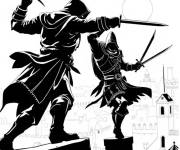 Coloriage Sc&egrave;ne de bataille Assassin's Creed