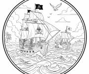 Coloriage Sc&egrave;ne de bataille navale d'Assassin's Creed