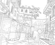 Coloriage Sc&egrave;ne de combat du jeu Assassin's Creed