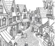 Coloriage Village de Assassin's Creed style dessin anim&eacute;