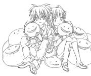 Coloriage Assassination Classroom en noir et blanc