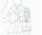 Coloriage Classe d'assassinat du professeur Koro Sensei et Kaede Kayano