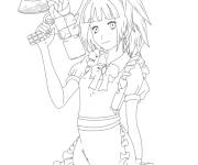 Coloriage Kayano Kaede tenant son arme