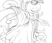 Coloriage Koro Sensei en plein action