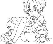 Coloriage La fille Shiota Nagisa se sent triste
