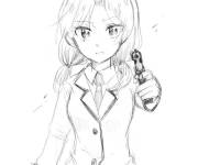 Coloriage Rinka Hayami tenant un pistolet