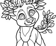 Coloriage Arbre loup kawaii