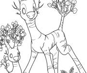 Coloriage Deux Bouleau cerf du film Aventures crois&eacute;es