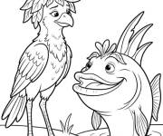 Coloriage L'oiseau Ivy et le poisson Boogle