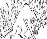 Coloriage Loup de feu enflamm&eacute;