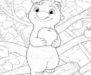 Coloriage Ollie le Pookoo avec une pomme