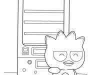 Coloriage et dessins gratuit Badtz Maru devant un distributeur automatique à imprimer