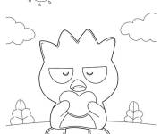 Coloriage et dessins gratuit Badtz Maru en plein air tenant un c&oelig;ur à imprimer