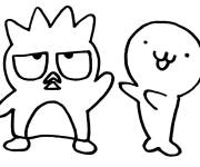 Coloriage Badtz Maru et Hana Maru facile