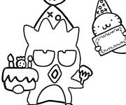 Coloriage Badtz Maru fete son anniversaire avec son meilleur ami