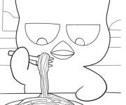 Coloriage Badtz Maru mange des nouilles