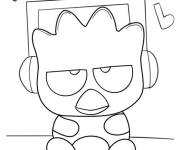 Coloriage Badtz Maru portant un casque audio