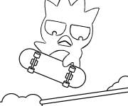 Coloriage Badtz Maru sur la planche &agrave; roulette