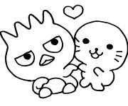 Coloriage et dessins gratuit B&eacute;b&eacute; Badtz Maru avec son ami styl&eacute; à imprimer