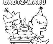 Coloriage Hana Maru c&eacute;l&egrave;bre l'anniversaire de Badtz Maru