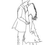 Coloriage et dessins gratuit Amoureux s'embrassent à imprimer