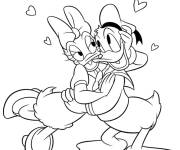 Coloriage Baise de Donald Duck et son &eacute;pouse