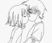 Coloriage Baiser adorable