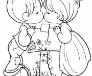 Coloriage Baiser ang&eacute;lique