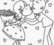 Coloriage Baiser au crayon