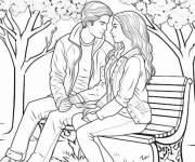 Coloriage Baiser au parc