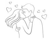Coloriage et dessins gratuit Baiser avec des coeurs d'amour à imprimer