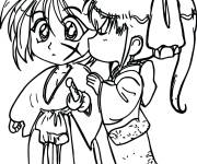 Coloriage Baiser d'anime