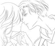 Coloriage Baiser d'art anime