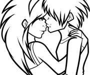 Coloriage Baiser de dessin anim&eacute;