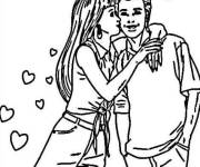 Coloriage Baiser de Ken et Barbie