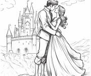 Coloriage Baiser de la princesse devant le palais