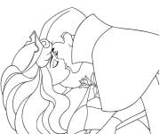 Coloriage Baiser de la princesse et du prince