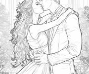 Coloriage Baiser de la princesse r&eacute;aliste