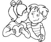 Coloriage Baiser de petit amis