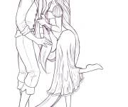 Coloriage Baiser de Raiponce et son petit ami
